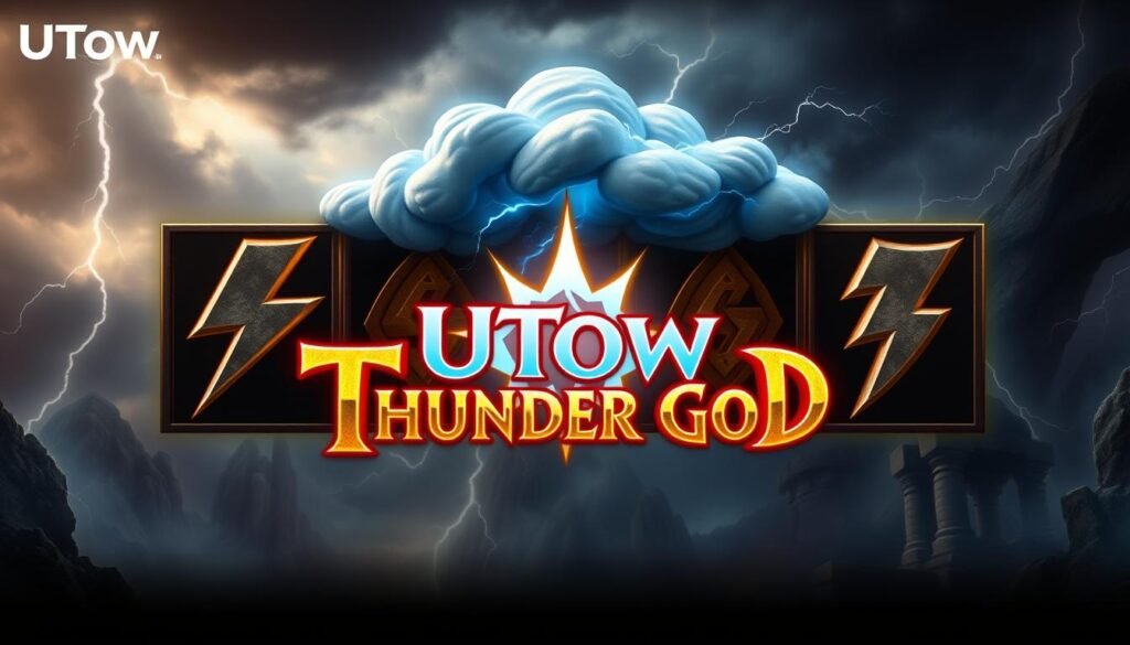 A highly detailed, photorealistic image of the key symbols found in the "Thunder God" slot game, featuring a dramatic, thunderstorm-inspired backdrop. The symbols, including the thunder bolt, lightning bolt, and storm cloud, should be prominently displayed in the foreground, with a sense of mystical energy and power. The middle ground should include the UTown logo, integrated seamlessly into the scene. The background should convey a sense of an ancient, mythological setting, with swirling clouds, dramatic lighting, and a sense of foreboding. The overall mood should be one of excitement, anticipation, and the potential for great rewards. A highly detailed, photorealistic image of the key symbols found in the "Thunder God" slot game, featuring a dramatic, thunderstorm-inspired backdrop. The symbols, including the thunder bolt, lightning bolt, and storm cloud, should be prominently displayed in the foreground, with a sense of mystical energy and power. The middle ground should include the UTown logo, integrated seamlessly into the scene. The background should convey a sense of an ancient, mythological setting, with swirling clouds, dramatic lighting, and a sense of foreboding. The overall mood should be one of excitement, anticipation, and the potential for great rewards.