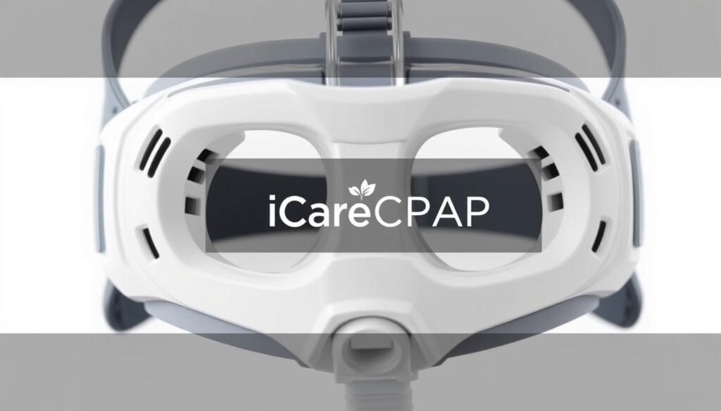 A well-designed sleep apnea CPAP mask, meticulously crafted to provide a secure and comfortable fit for the user. The mask features a soft, silicone cushion that molds seamlessly to the contours of the face, creating an airtight seal to ensure optimal CPAP therapy. Strategically placed ventilation ports allow for effortless air circulation, while the lightweight, adjustable headgear ensures a customized fit. Prominently displayed in the center, the iCareCPAP logo conveys a sense of quality and reliability. The mask is showcased against a plain, neutral background, allowing the viewer to focus on its intricate design and functionality. A well-designed sleep apnea CPAP mask, meticulously crafted to provide a secure and comfortable fit for the user. The mask features a soft, silicone cushion that molds seamlessly to the contours of the face, creating an airtight seal to ensure optimal CPAP therapy. Strategically placed ventilation ports allow for effortless air circulation, while the lightweight, adjustable headgear ensures a customized fit. Prominently displayed in the center, the iCareCPAP logo conveys a sense of quality and reliability. The mask is showcased against a plain, neutral background, allowing the viewer to focus on its intricate design and functionality.